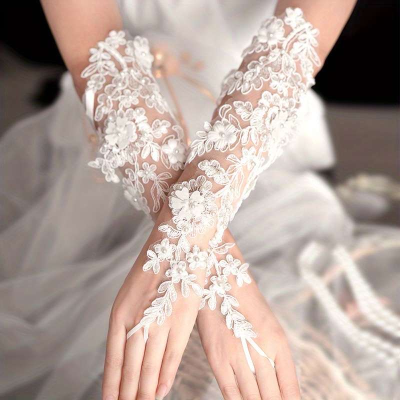 1 Pair Rose Bridal Long Sleeves