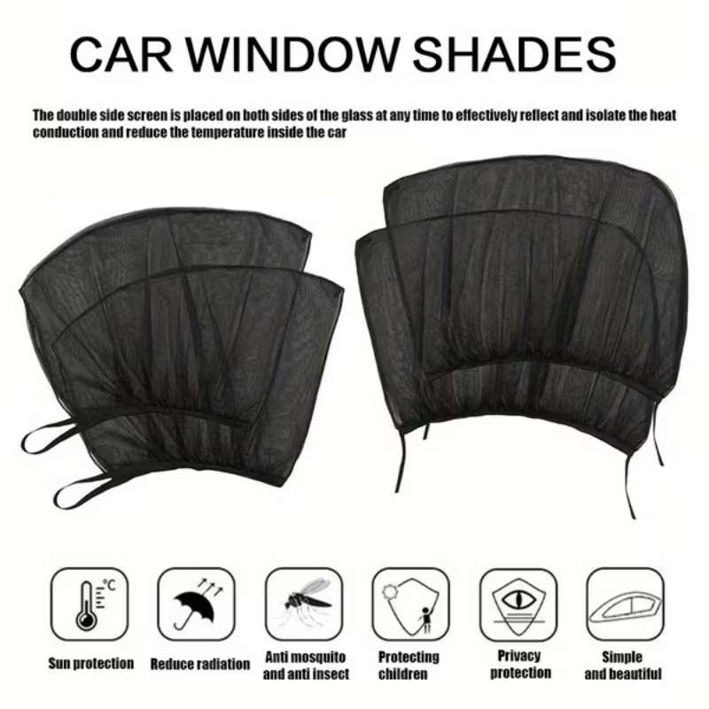 4-Piece Pack Of Black Mesh Car Window Screen