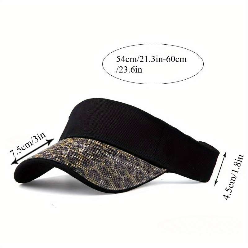 of a New Women'S Leopard Print Stylish Sun Hat Adorned with Crystals a Versatile Brimless