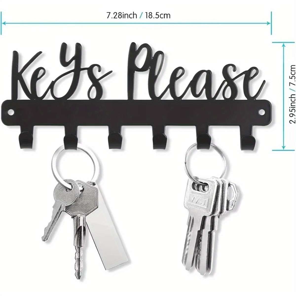 CIFbuy Small Key Holder Wall Mounted Black Metal Decorative Mini with Key Hooks Easy Install Fa