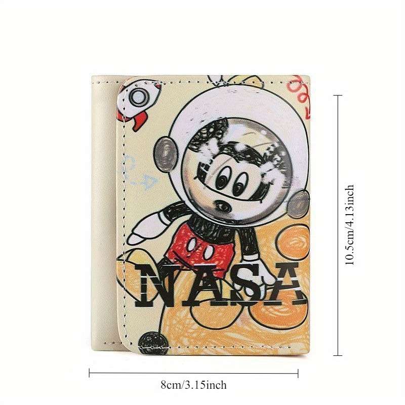 Disney Mickey Mouse Cartoon Wallet Short Three-Fold Coin Purse Id Card Holder Pu Mater