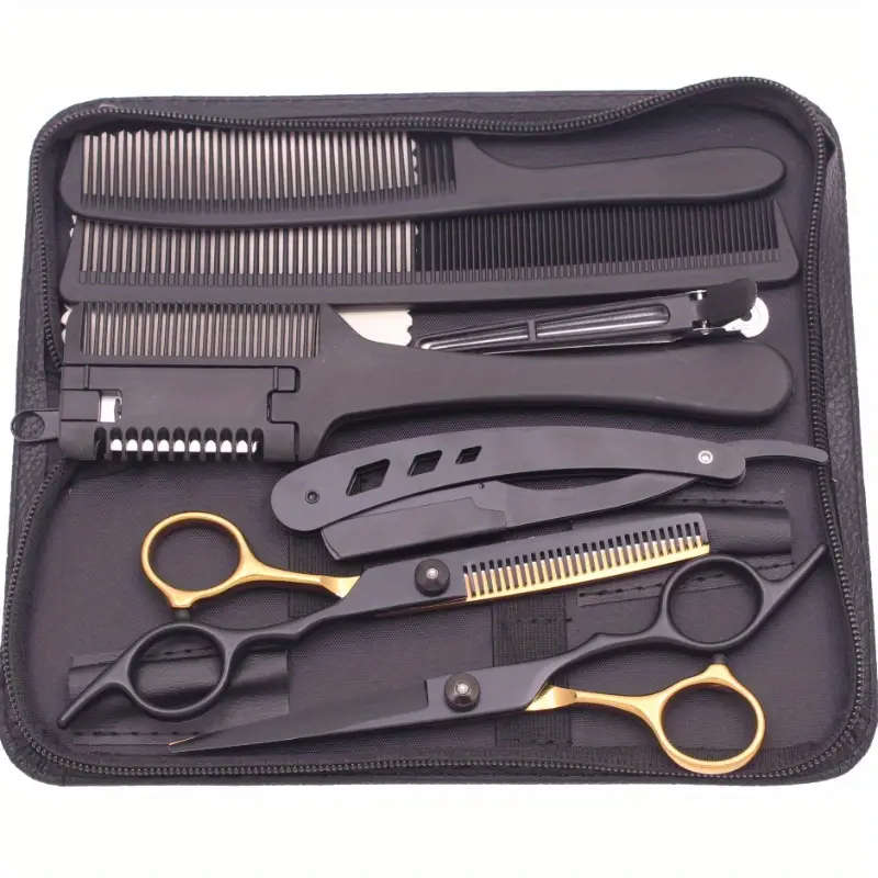 8pcs Professional Hairdressing Scissors Set with 6Inch Flat Texturizing Shears Thinning Comb Ideal