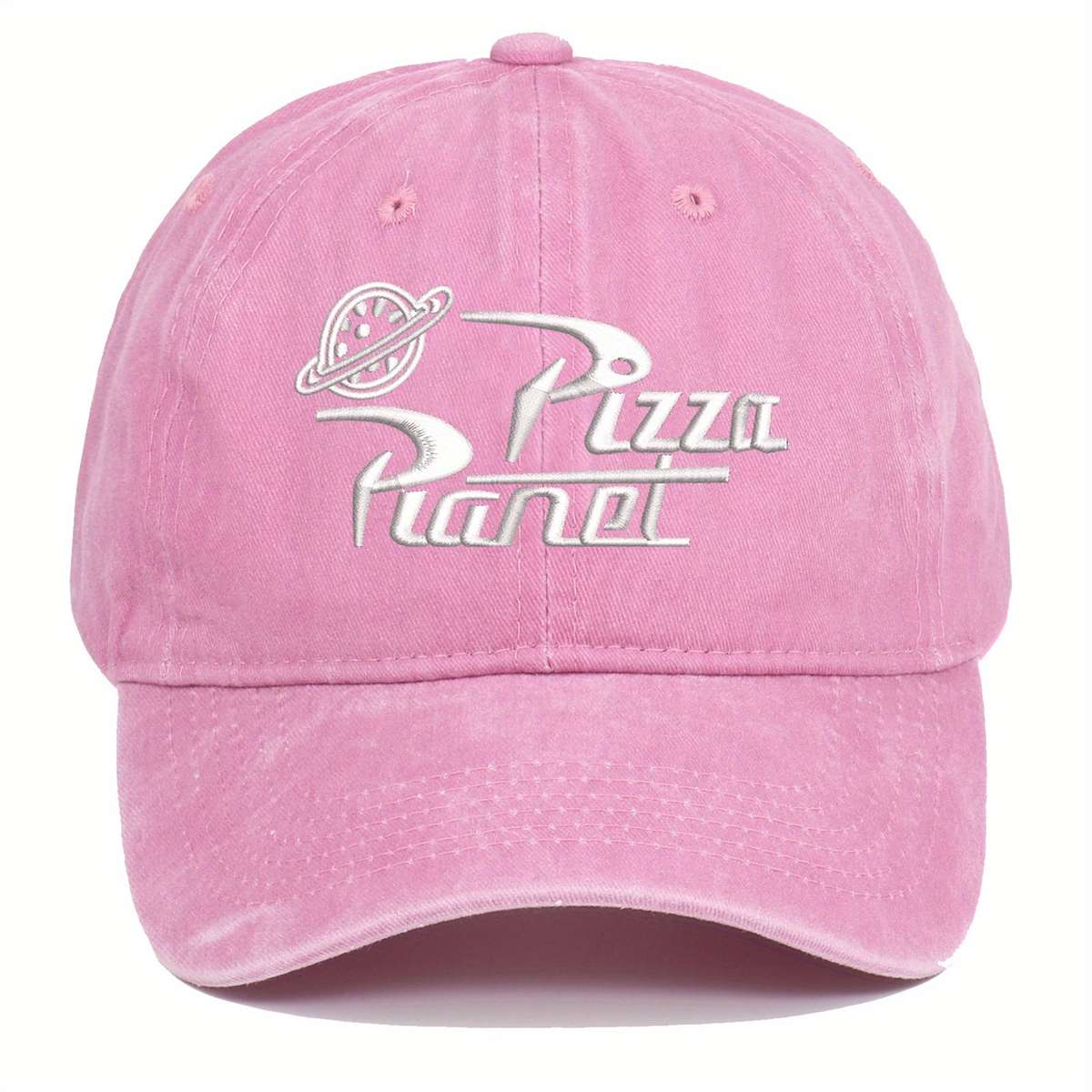 1pc Adjustable VERG Pizza Planet Embroidered Baseball Cap Sun Protection Washed Gray Polyester U
