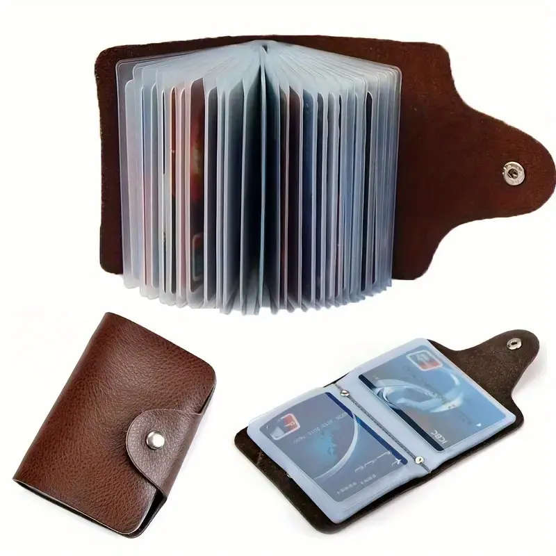 Leather Card Holder 12 Slots Bank Card Wallet Document Organizer Party Supplies No Power Require