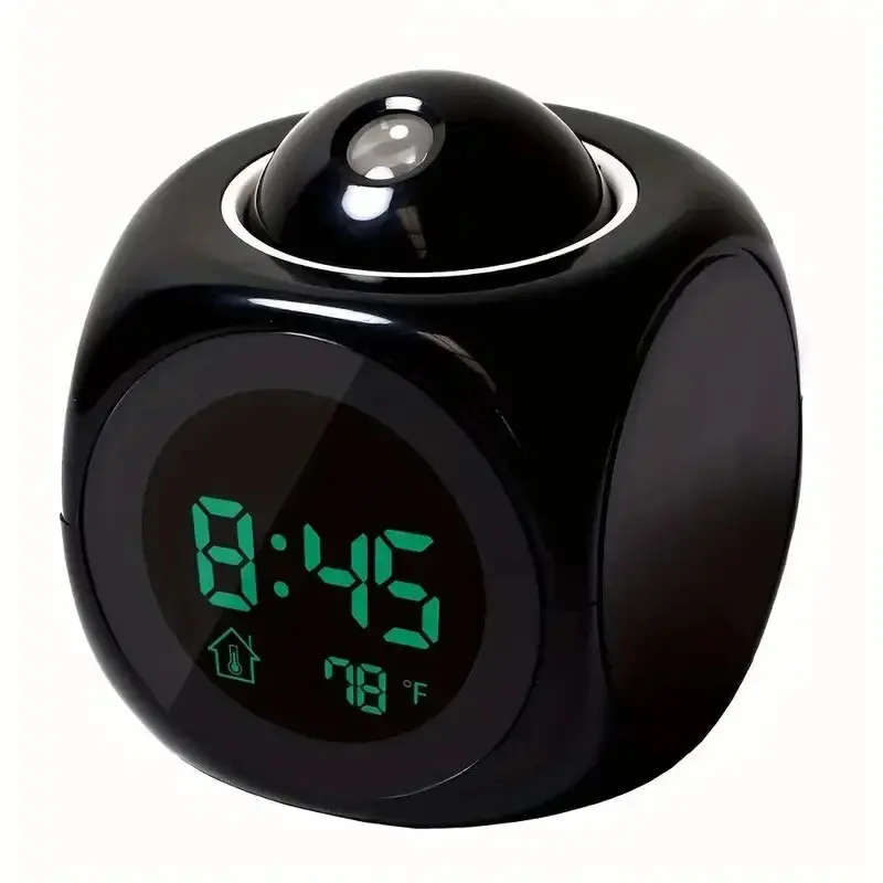 1pc Projection Alarm Clock with Voice Function Digital Display Snooze Button Temperature Readout