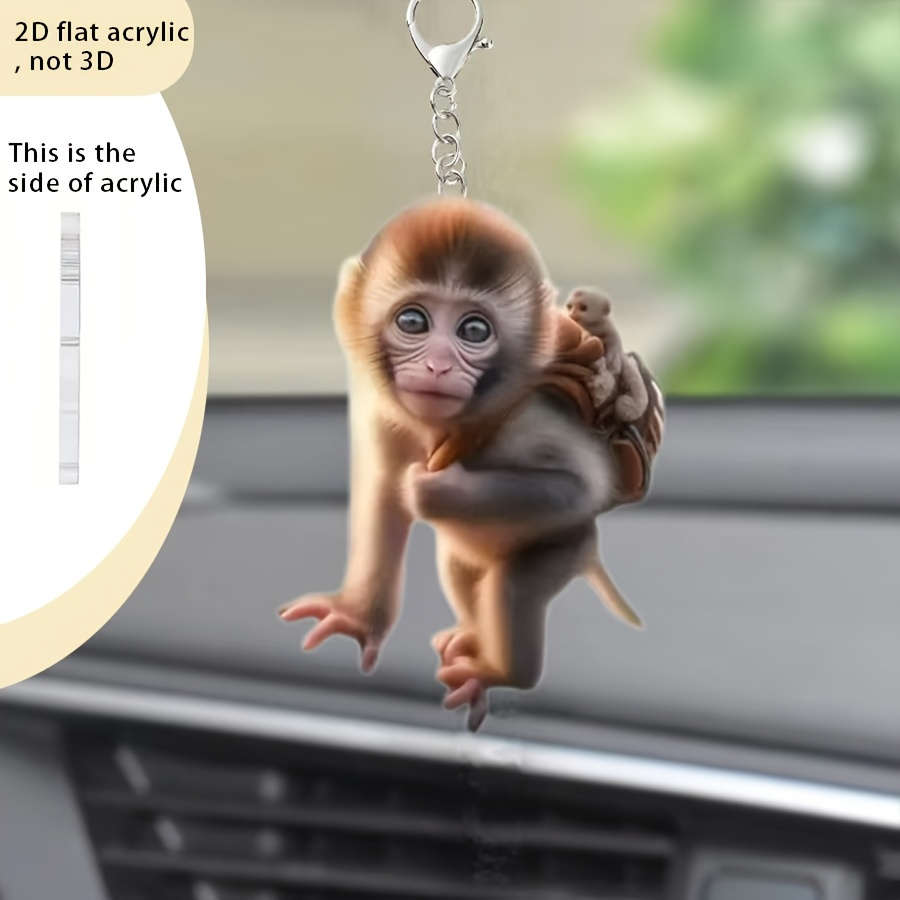 2D Flat Keychain Keychain Retro Charming Walking Monkey Key And Decorative Accessories