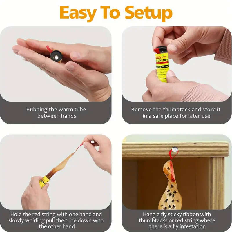 3-Piece Non-Toxic Sticky Fly Traps Heavy Duty Sticky Insect Catcher Reel With Hanging Loop