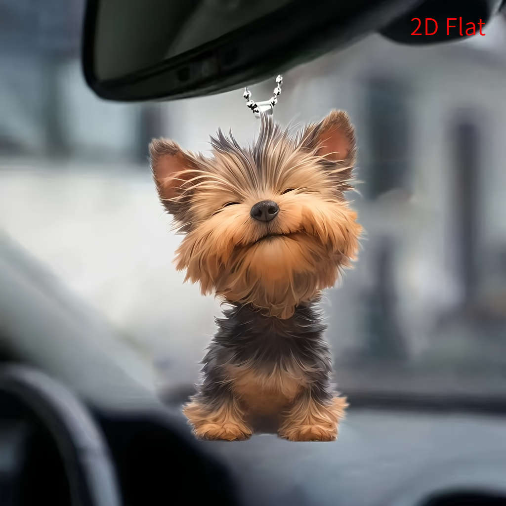 1pc 2D Flat A-Shaped Yorkshire Terrier Decoration