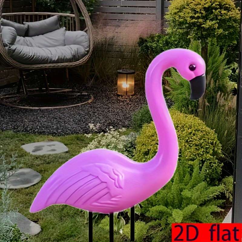 1pc 2D Flat  A classic pink flamingo garden ornament made of  acrylic material suitable fo