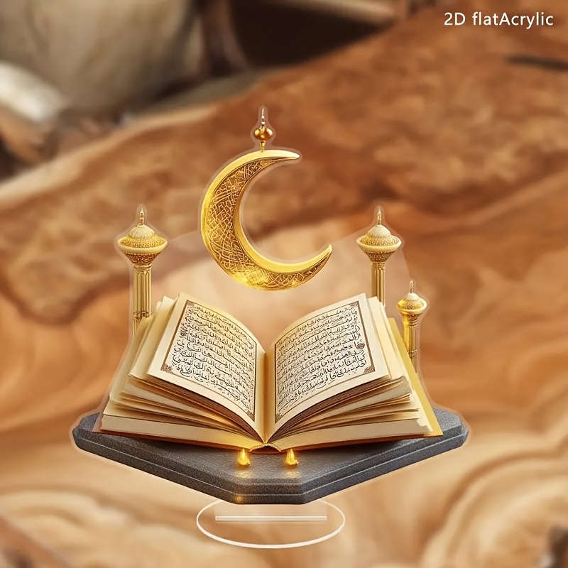 1pc 2D Flat Elegant  Acrylic Crescent Moon Tabletop Decoration Boho Style Golden