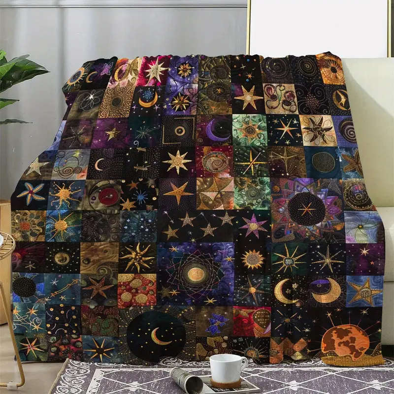 1 x Retro Star and Moon Print Throw Blanket 150*200CM