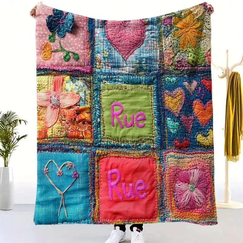 1 x Handmade Vintage Patchwork Flannel Throw Blanket 150*200cm