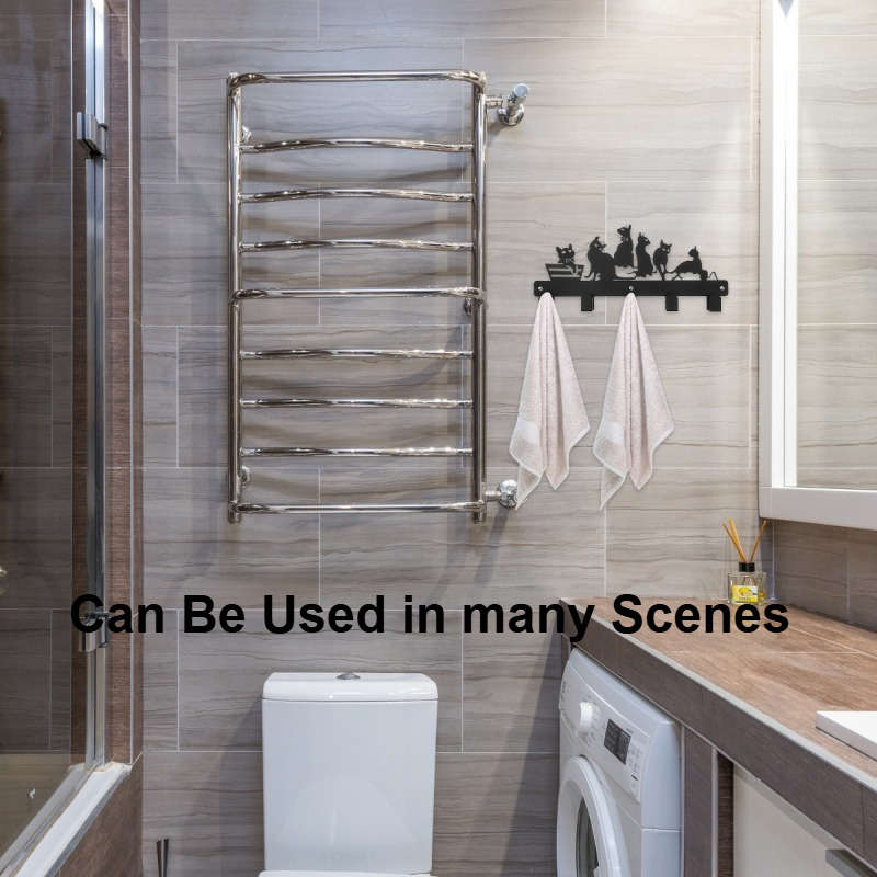 Cat-Themed Wall-Mounted Coat Rack Holdermulti-Purpose Iron Hooks