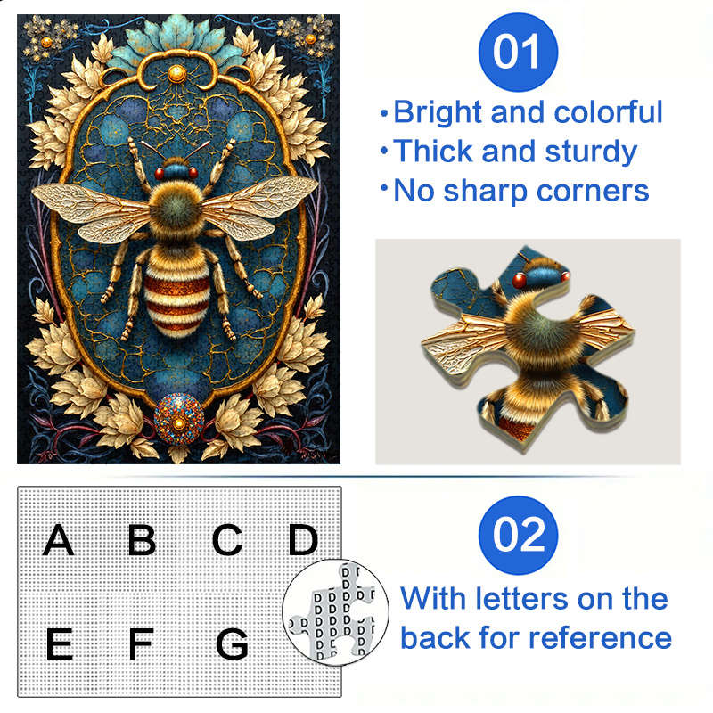 1000pcs Jigsaw Puzzle Vibrant Bees Floral Design Waterproof Scratch-Resistant