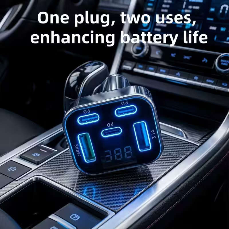30W PD Car Charger With 5 Quick Charging Ports