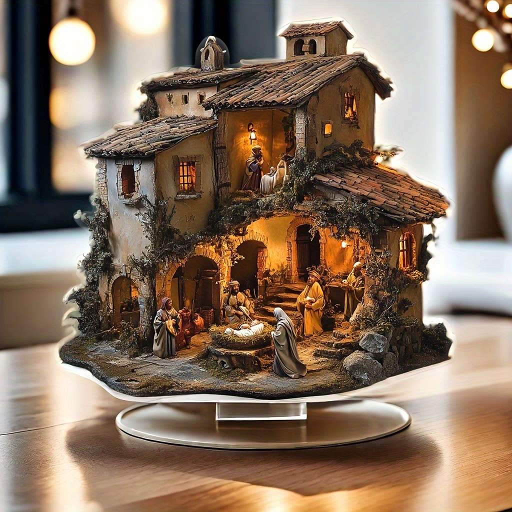 2D Acrylic Boho Nativity Scene Decoration