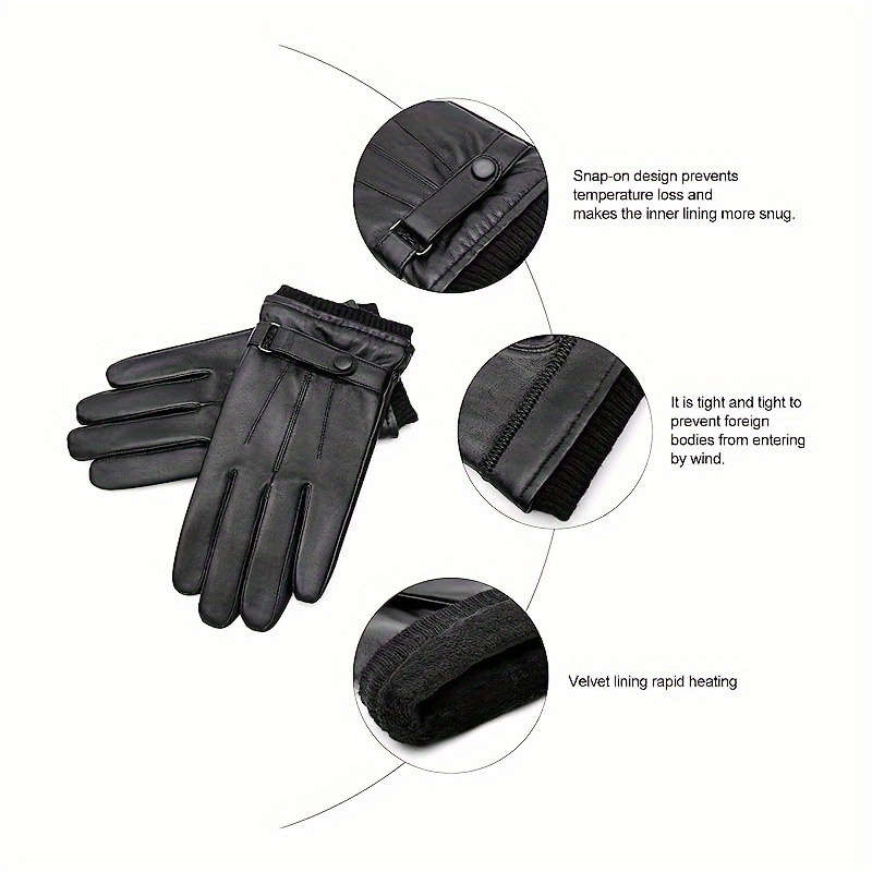 1 Pair Black Warm Gloves