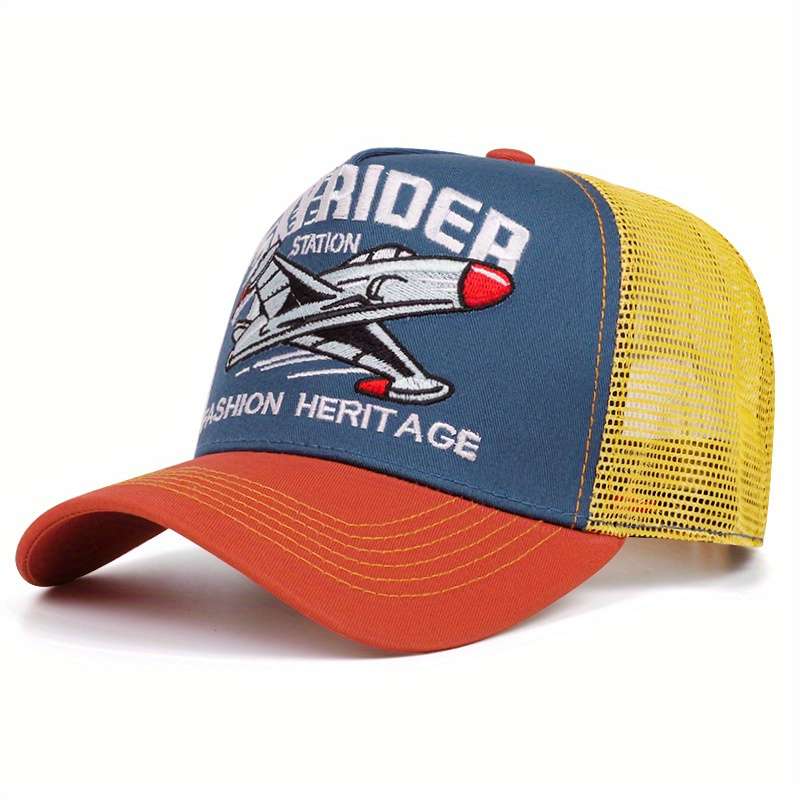 1pc Men'S Polyester Baseball Cap with Embroidered Logo Spring Autumn Sun Protection Trucker Hat