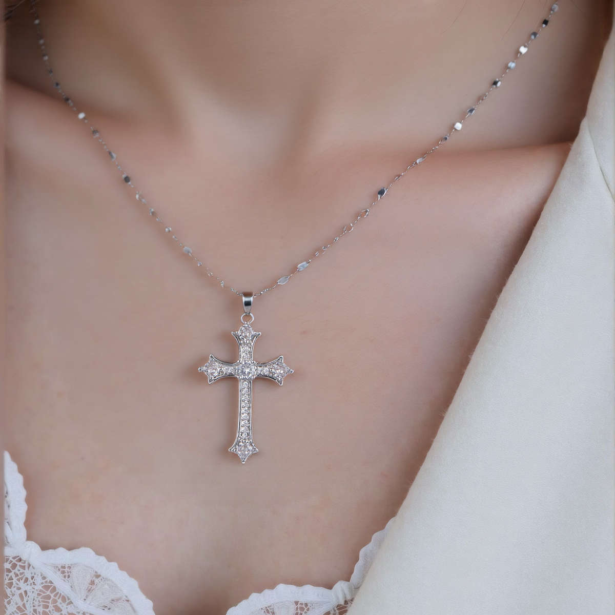 Silvery Jesus Theme Pendant