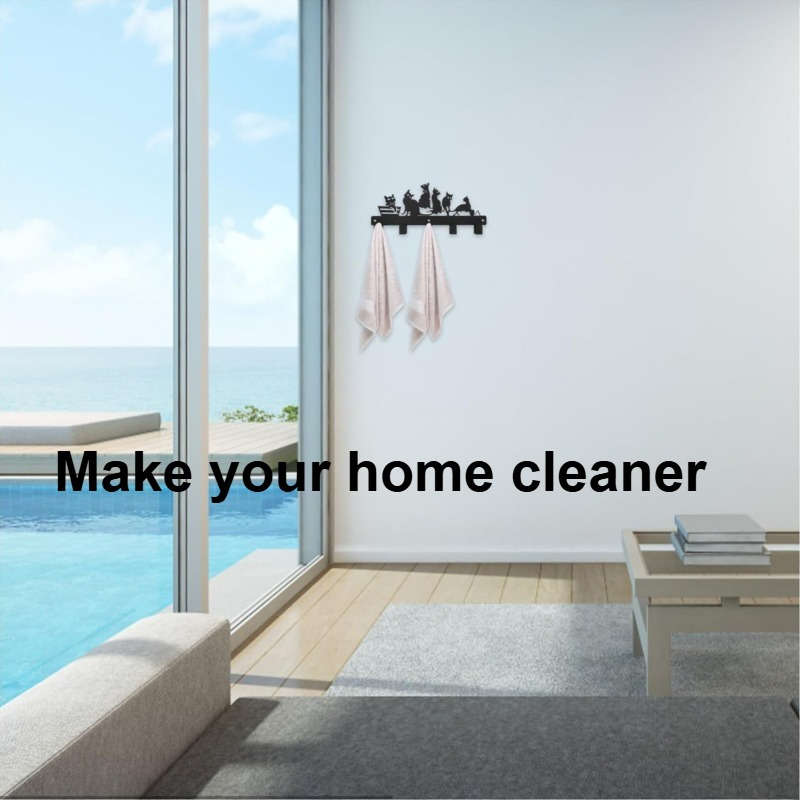 Cat-Themed Wall-Mounted Coat Rack Holdermulti-Purpose Iron Hooks