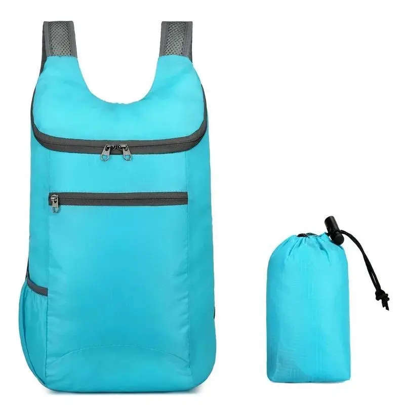 1pc Lightweight Nylon Backpack Foldable Adjustable Straps Zippered Compartments Ideal for Camping
