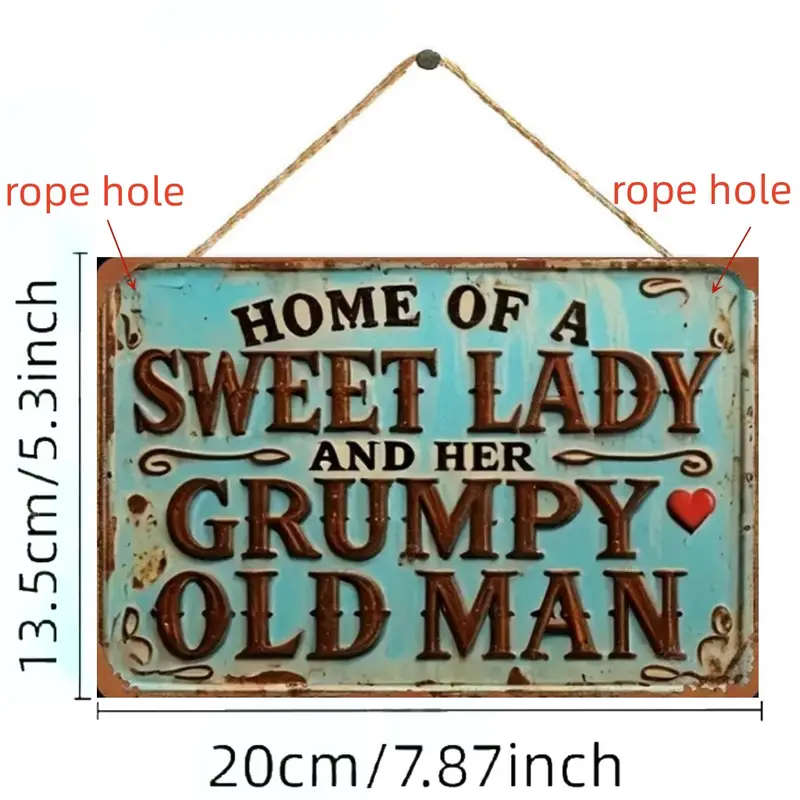 1pc Vintage Wooden Sign Charming Home of a Sweet Lady Her Grumpy Old Man Wall Decor for Home Bar Caf