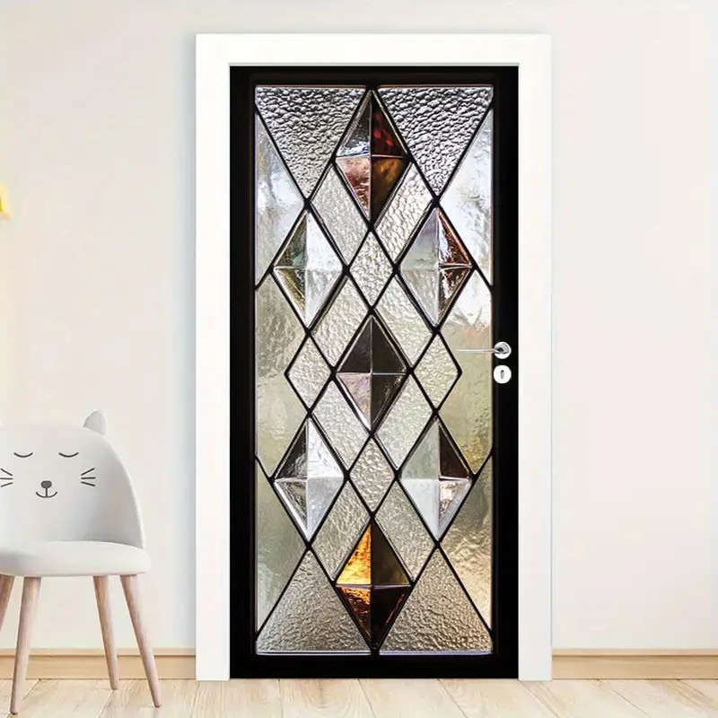 2D Flat 1 Pair Textured Art Door Stickers