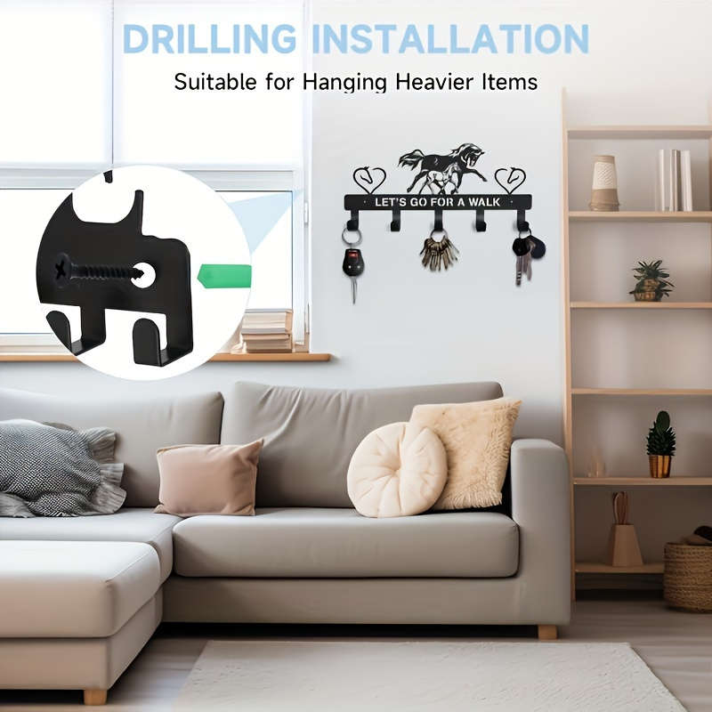 Rustic Metal Horse Key Holder with Wall Mount Rust Resistant Multi-Purpose Coat and Backpack Hange