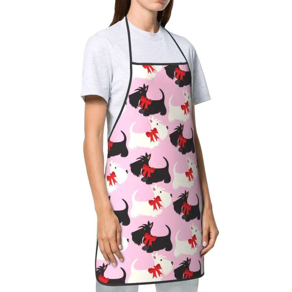 1pc Funny Cute Scotties Dog Bib Apron for Men Women Unisex Kitchen Chef Apron with Adorable