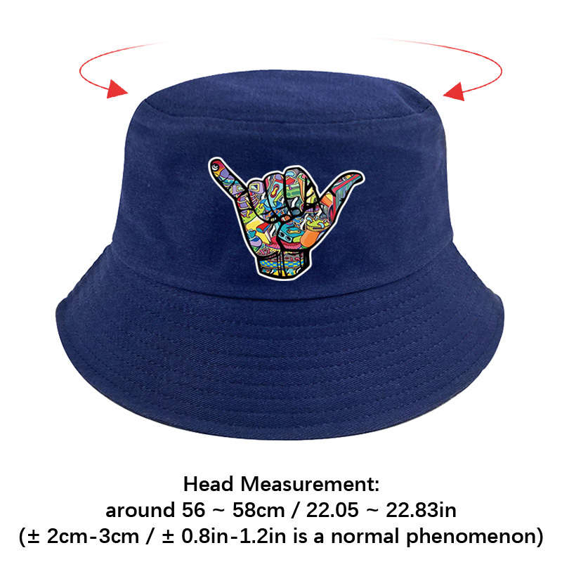 A Fisherman Hat Featuring a Colorful 'Hip-Hop' Gesture Pattern Versatile And Available in Mult