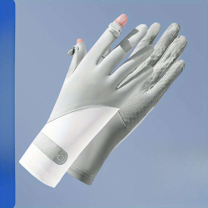 1 Pair Grey White Breathable Non Slip Gloves