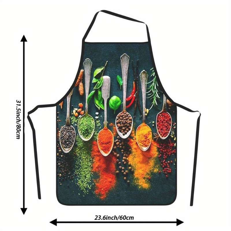 1pc Vibrant Spice Design Kitchen Apron Extra Large Sleeveless Durable Polyester Ideal for Cook