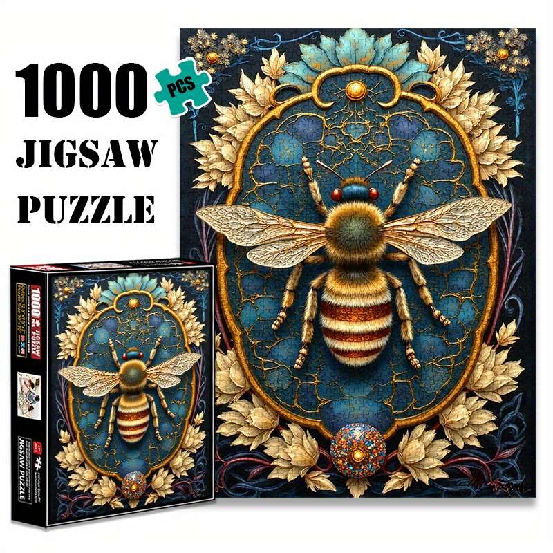 1000pcs Jigsaw Puzzle Vibrant Bees Floral Design Waterproof Scratch-Resistant
