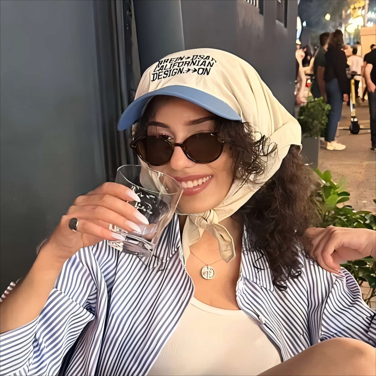 Trendy Color-Block Sun Hat With Embroidered Lettering Adjustable Breathable Polyester Ca