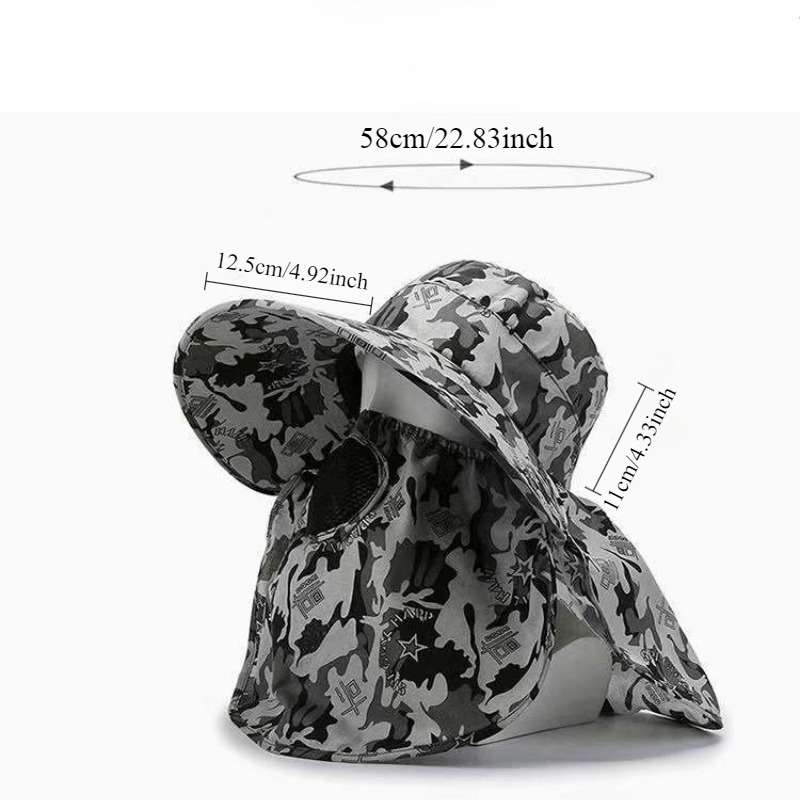 Men'S Camouflage Sun Protection Hat with Face Cover Ideal