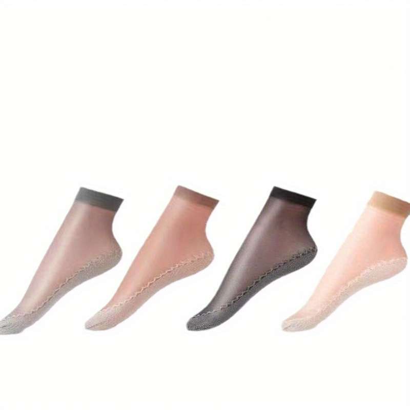 5 Pairs Light Beige One Size High Elastic Socks