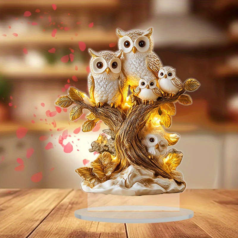 2D Flat Acrylic Owl Tree Decor Bohemian Style Animal-Themed Desktop Art Multi-Purpose Home