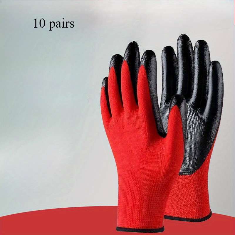 10 Pairs 42g Red And Black Rubber Gloves Quality Multi Purpose Work Gloves