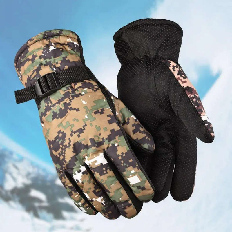 1 Pair Camouflage Grey Warm Gloves