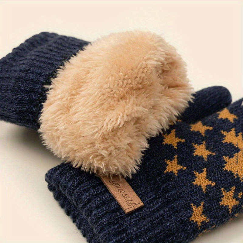 1 Pair Blue Green Warm Gloves