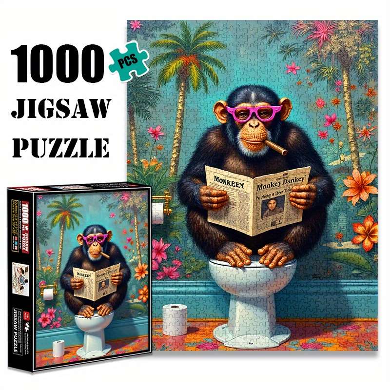 1000pcs Jigsaw Puzzle for Adults Challenging Large Brain Teaser with Vibrant Chimpa