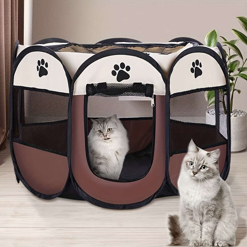 1pc Beige+gray size Size: 73*73*43cm (Foldable)Pet Cage