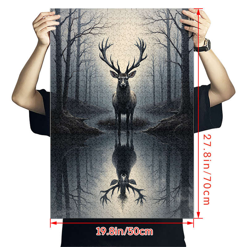 1000pcs Elk Reflection Paper Puzzle Large Challenging DIY Jigsaw Game for Adults