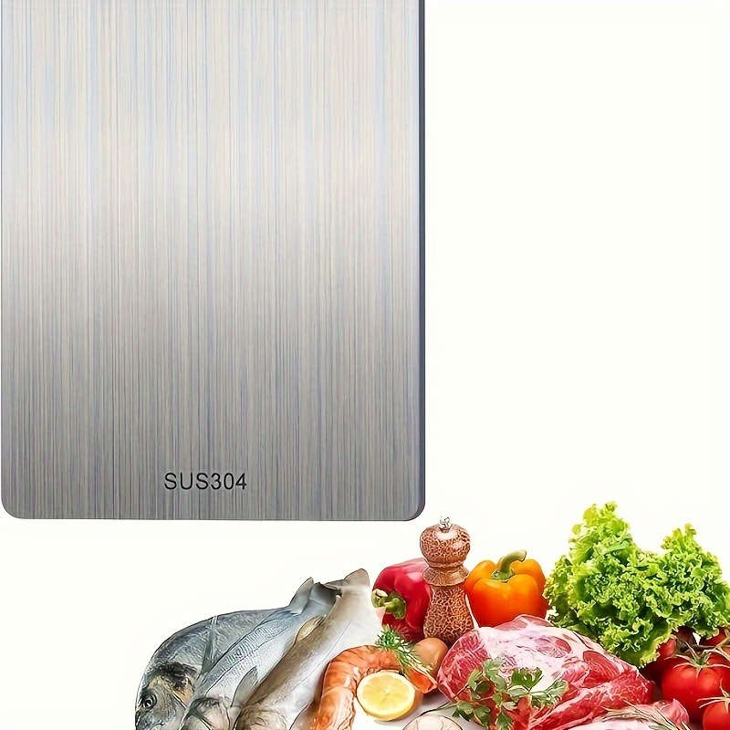1pc 304 Stainless Steel Cutting Board Double-Sided Food Grade 23x34cm