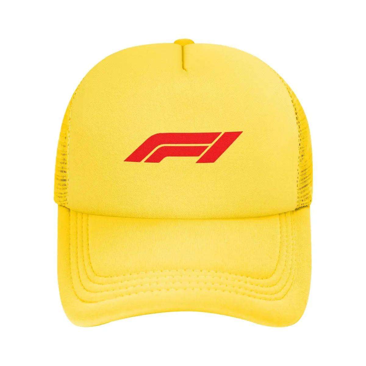 1pc F1 Racing Mesh Baseball Cap Black Snapback with Red F1 Logo Lightweight Polyester Breathabl