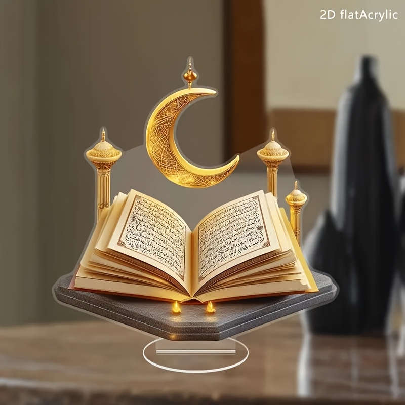 1pc 2D Flat Elegant  Acrylic Crescent Moon Tabletop Decoration Boho Style Golden