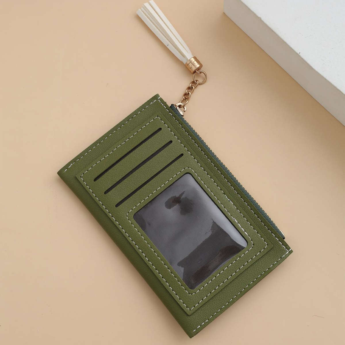 Sleek Black Zipper Card Holder