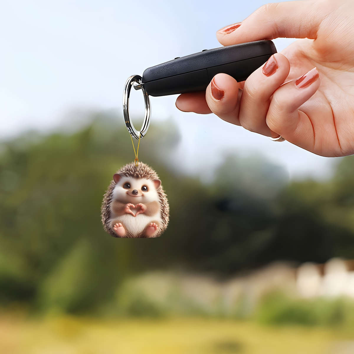 2D Flat Acrylic Hedgehog Crystal Pendant