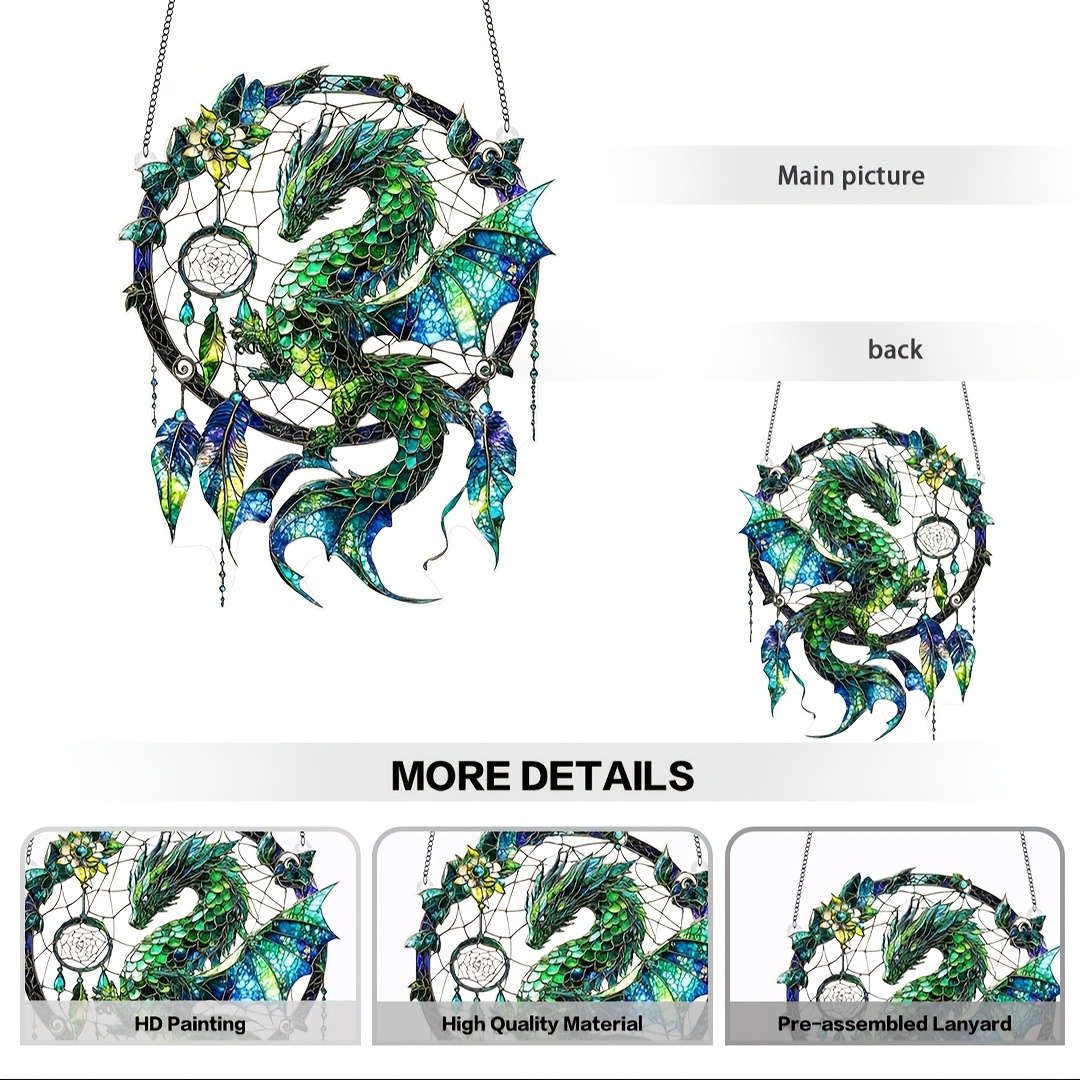 2D Flat Magic Dragon Dream Catcher Acrylic Light Catcher 20.32Cm X 20.32Cm Cm Home Offi
