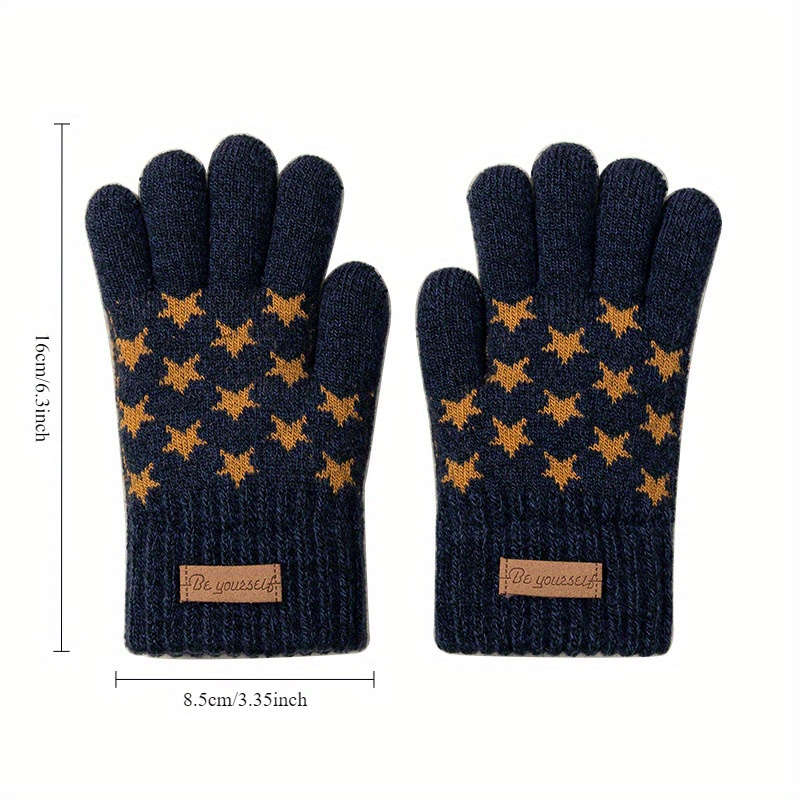 1 Pair Blue Green Warm Gloves